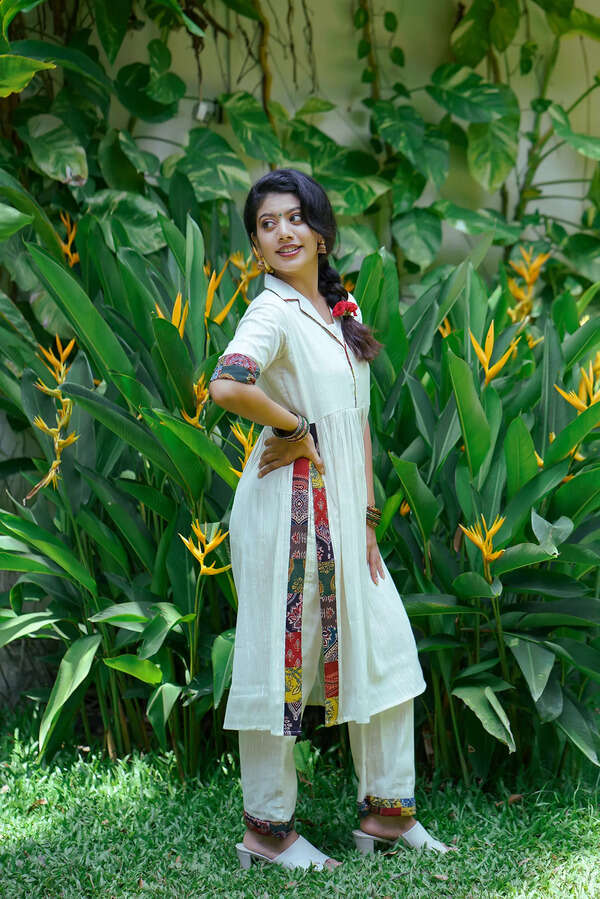 Kurti with Ajrakh patch Credit: Byhand.in