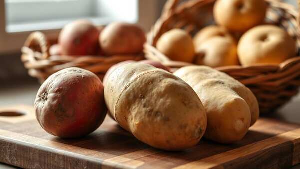 Potato Variety on Rustic Board
