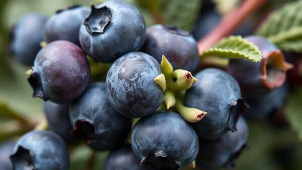Ripe Blueberries on the Bush