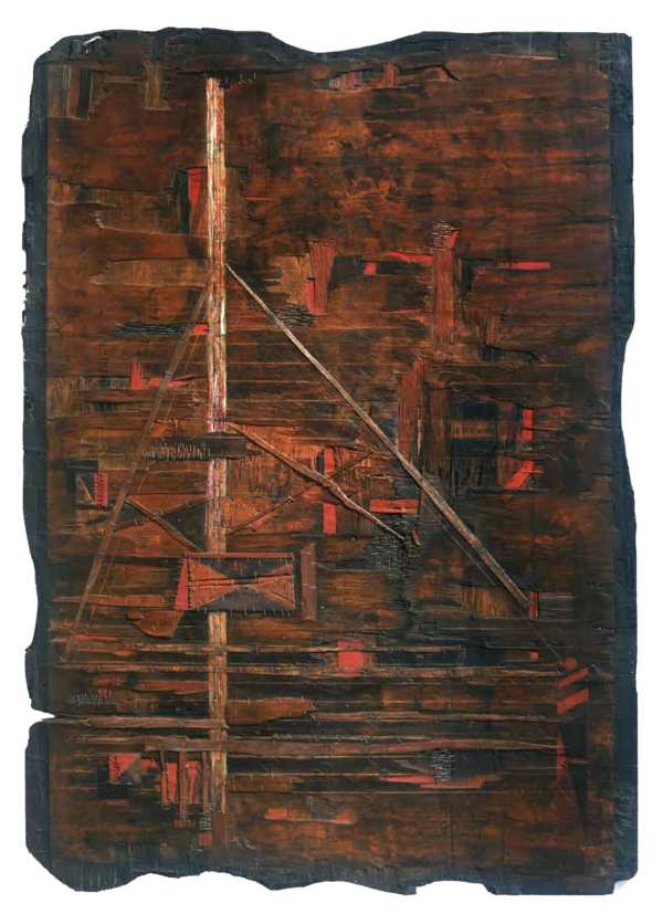 Untitled, 2021, Mix media on wood, 72 x 48 inches
