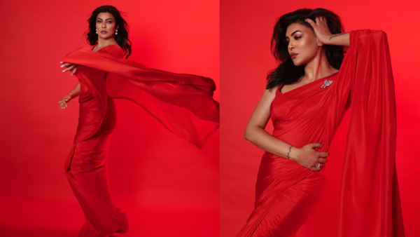 Sushmita Sen in red silk saree