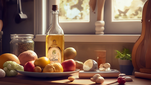 Clear Cooking Oil on Wooden Counter