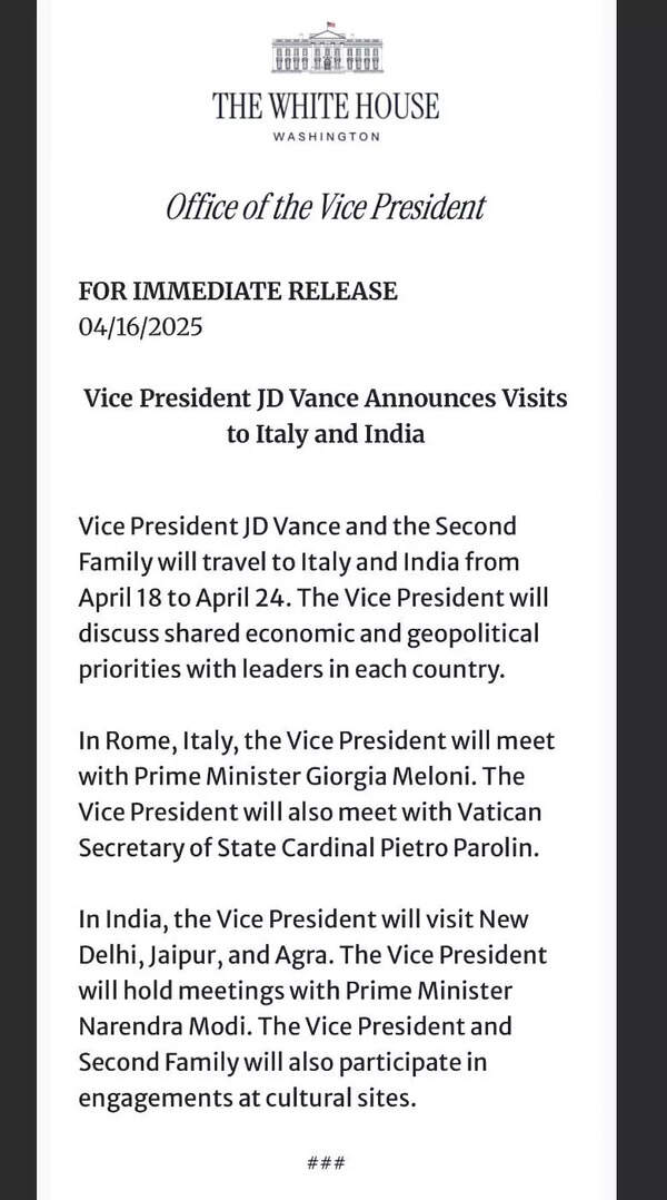The White House statement