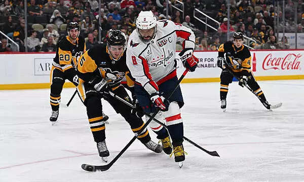 Alex Ovechkin #8 of the Washington Capitals deflects a shot