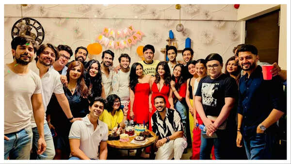Jyothsna with her actor friends at her birthday party