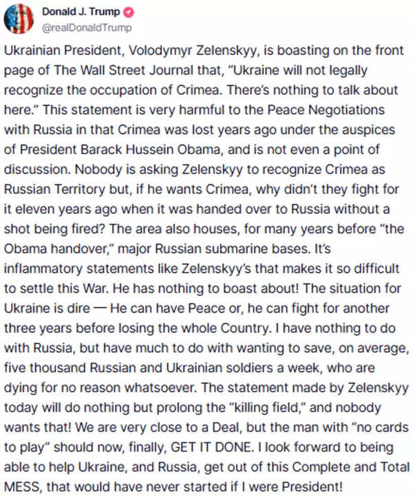 Trump's post on Truth Social