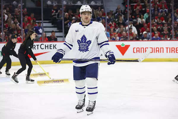 Toronto Maple Leafs center Max Domi (11) after a whistle during the second period of Game Three