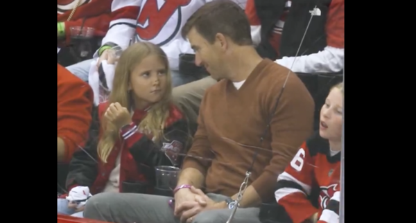 Eli Manning and family were sitting behind the glass at an NHL playoff game