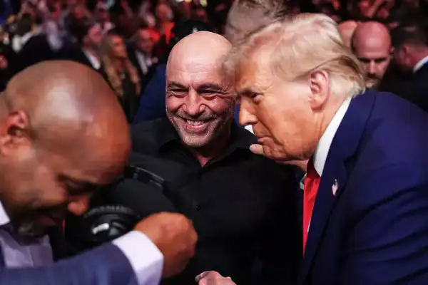 Joe Rogan and Dana White. Photo by Jeff Bottari / Zuffa LLC / Getty Images Joe Rogan and Dana White