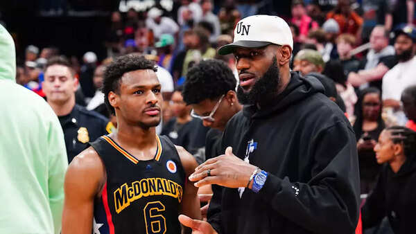 Bronny James with his father LeBRon James