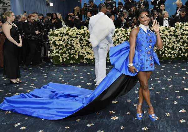 Simone Biles attends The Metropolitan Museum of Art's Costume Institute benefit gala celebrating the opening of the "Superfine: Tailoring Black Style" exhibition. (AP) PHOTO COLLECTION: MET Museum Costume Institute Benefit Gala