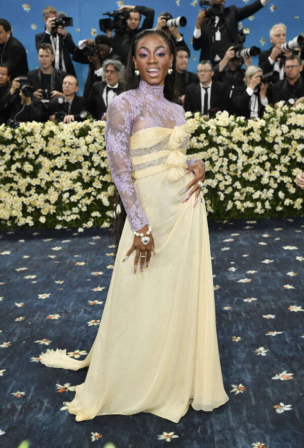 Sha'Carri Richardson attends The Metropolitan Museum of Art's Costume Institute benefit gala celebrating the opening of the "Superfine: Tailoring Black Style" exhibition on Monday, May 5, 2025, in New York. (AP) 2025 MET Museum Costume Institute Benefit Gala