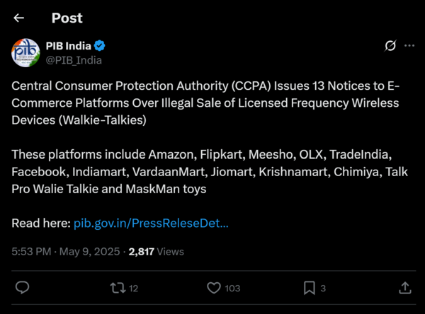 A screenshot of PIB's Twitter post