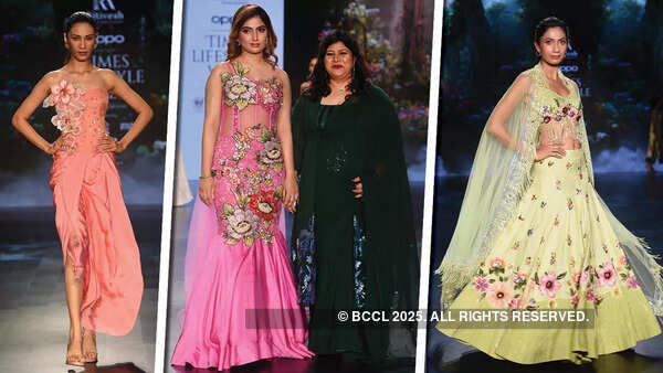 L-R: Tridisha Baruah, showstopper Sana Raees Khan, designer Ritika Aggarwal and Preeti Singh