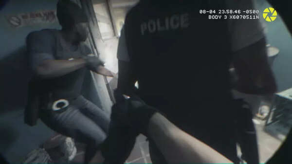 This is the first-person cop footage from trailer 1 of GTA 6 (Image via Rockstar) Cop FPP footage from GTA 6 trailer 1