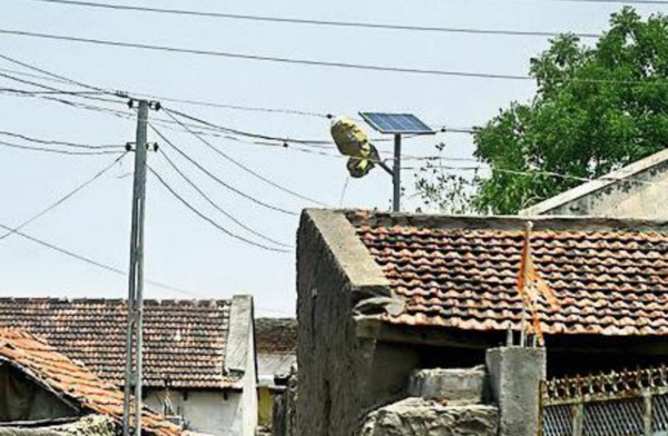 The streetlights in many villages in Banaskantha’s border areas have also been masked with sacks to prevent any residual illumination The streetlights in many villages in Banaskantha’s border areas have also been masked with sacks to prevent any residual illumination
