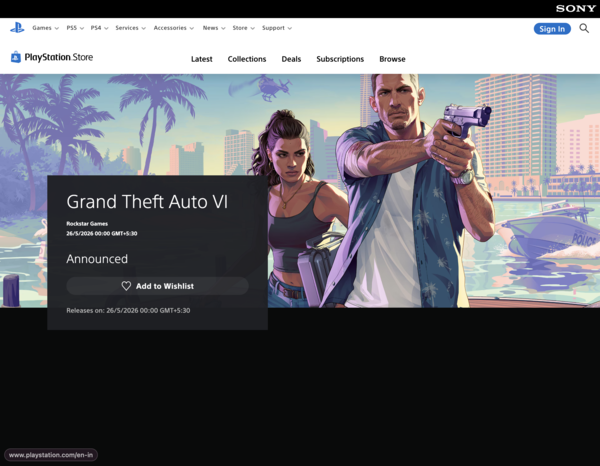 GTA 6 Playstation Store listing