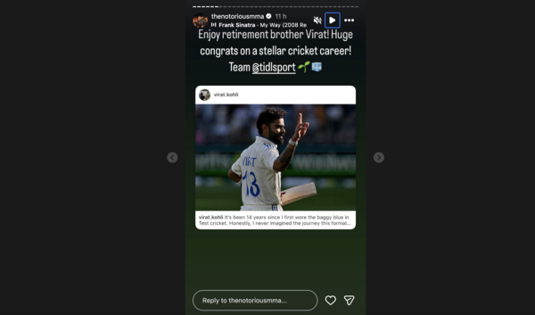 Conor McGregor wishing Virat Kohli upon retirement