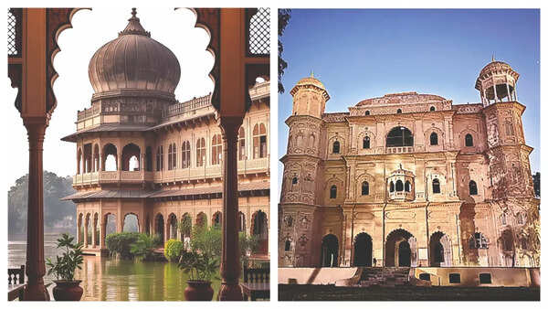 ​An AI generated image of the Chhatar Manzil as a boutique hotel (left) while plans for Butler Palace (right) include a cafe, library and space for cultural events ​
