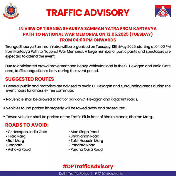 Delhi traffic advisory