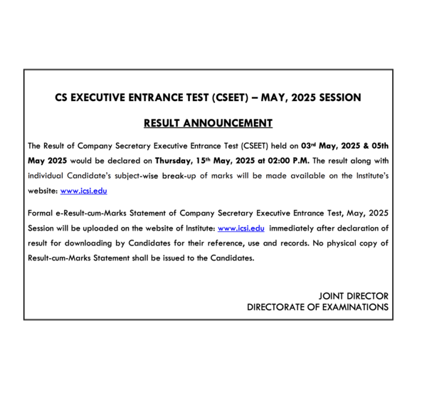 CSEET May result 2025