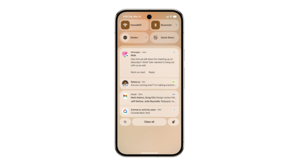 The new Quick Settings panel on Android 16