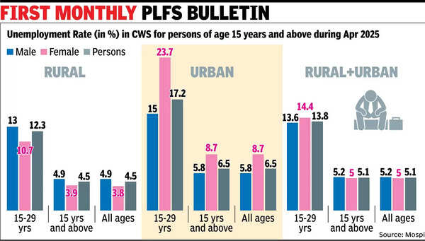 First monthly PLFS Bulletin Unemployment rate at 5.1% in April, shows 1st monthly survey