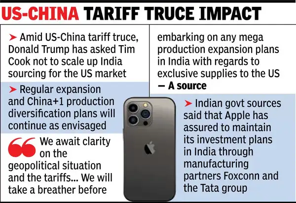 US-China Tariff Trust Effect India to review the iphone scale-up schemes for US supply