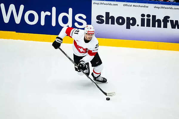 Kevin Fiala of Switzerland in action during the 2025 Ice Hockey World Championship