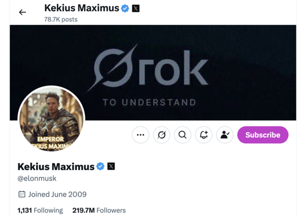 Elon Musk's Kekius Maximus avatar returns