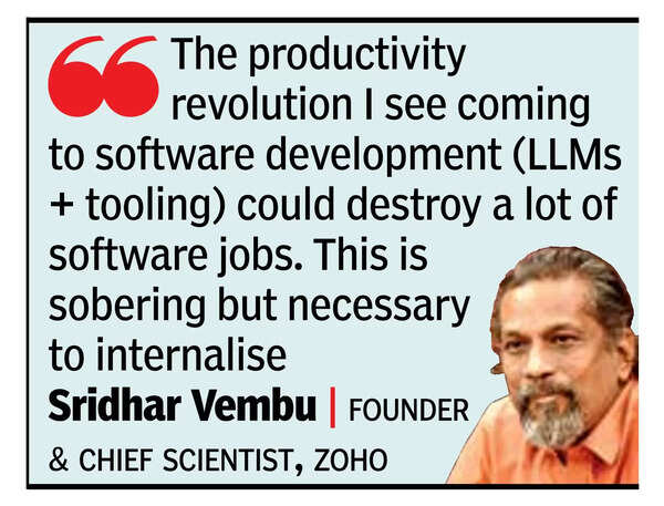 Sridhar Vembu Emerging techs a threat to software jobs: Vembu