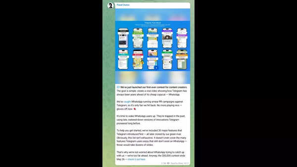 Telegram CEO Pavel Durov launches $50K viral video contest
