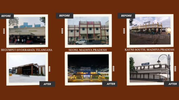 Railway stations before and after (Image credit: PIB)