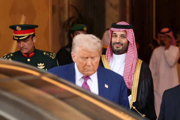 RIYADH, SAUDI ARABIA - MAY 13: U.S. President Donald J. Trump leaves Saudi Royal Court with Saudi Crown Prince Mohammed bin Salman on May 13, 2025, in Riyadh, Saudi Arabia. Trump begins a multi-nation tour of the Gulf region focused on expanding economic ties and reinforcing security cooperation with key U.S. allies. (Photo by Win McNamee/Getty Images) President Donald J. Trump leaves Saudi Royal Court with Saudi Crown Prince Mohammed bin Salman on May 13, 2025, in Riyadh, Saudi Arabia.