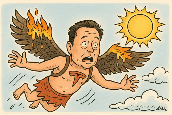 Elon Musk as Ikaras (AI image by chat)