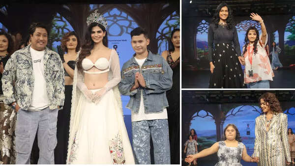 In the Empowerment Walk segment of  House of Ali’s show, presented by Oil India Ltd, models walked with students from an NGO