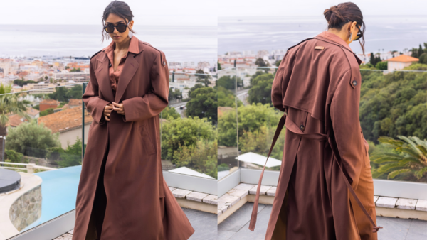 Mrunal Thakur in long trench coat