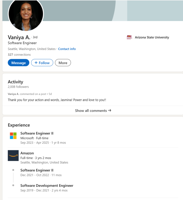 Vaniya Agrawal's LinkedIn profile