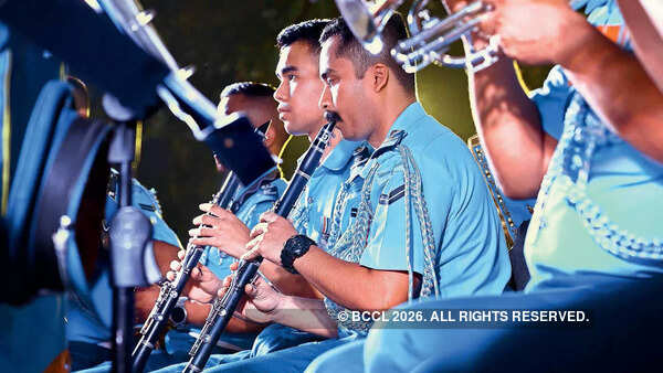 The Indian Air Force band opened the event with the national anthems of both countries