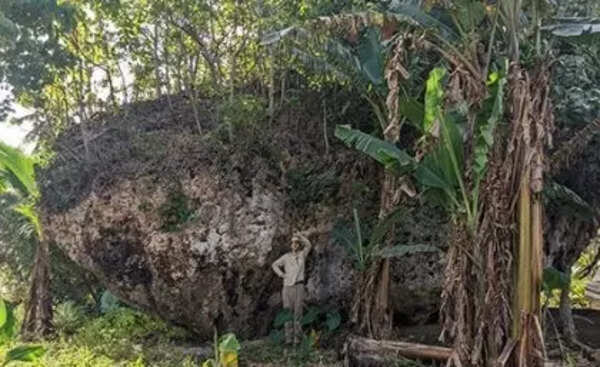 The 1,200-ton boulder propelled inland by an ancient tsunami (Martin Köhler/ University of Queensland)