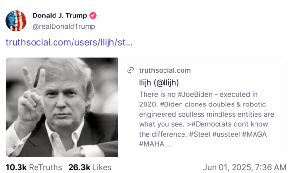 Repost społeczny Donalda Trumpa
