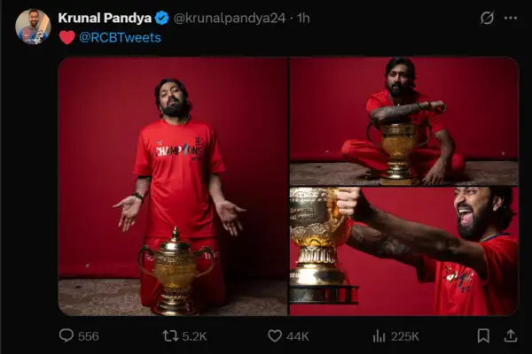 Krunal Pandya with IPL Trophy (X/@@Krunalpandya24 image) Krunal Pandya