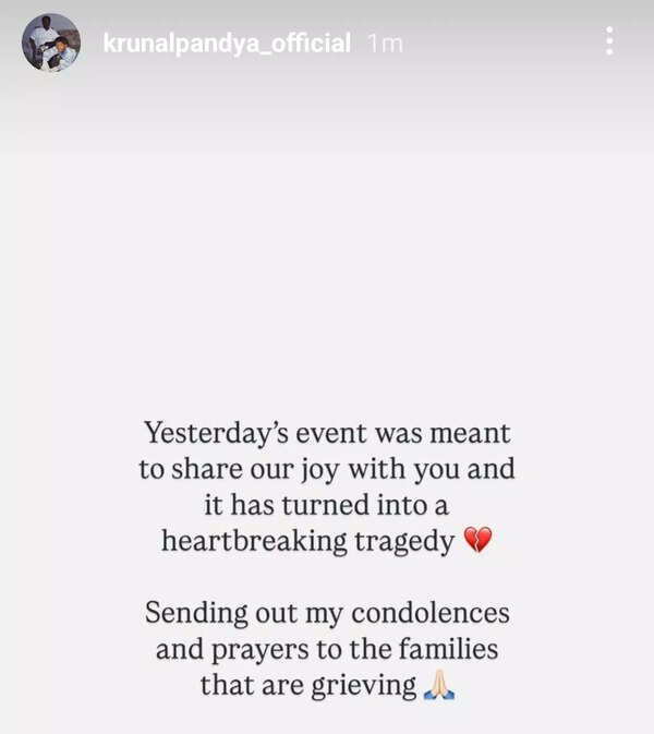Krunal Pandya's post after Bengaluru Stampede