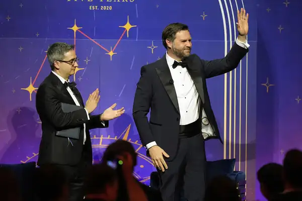 After speaking on Washington, Tuesday, June 20, 2025 at The New World Gala of American Compass, with Vice President JD Vance Waves American Compass founder Oren Cass. (AP Photo/Mark Sheffelbin) Wance