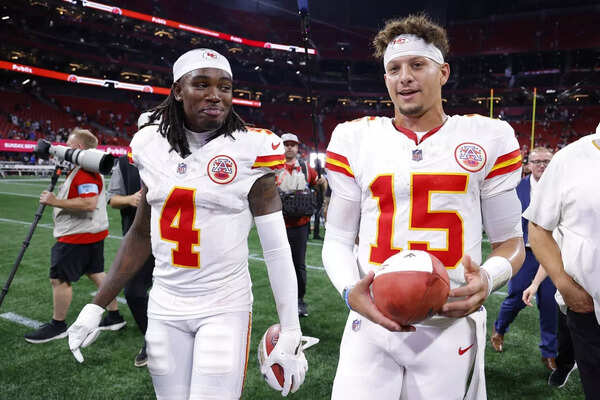Rashee Rice and Patrick Mahomes