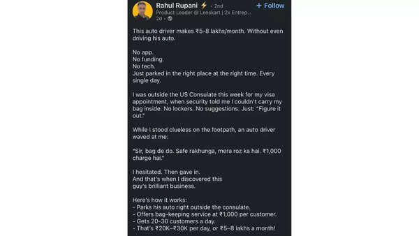 Rahul Rupani's LinkedIn post