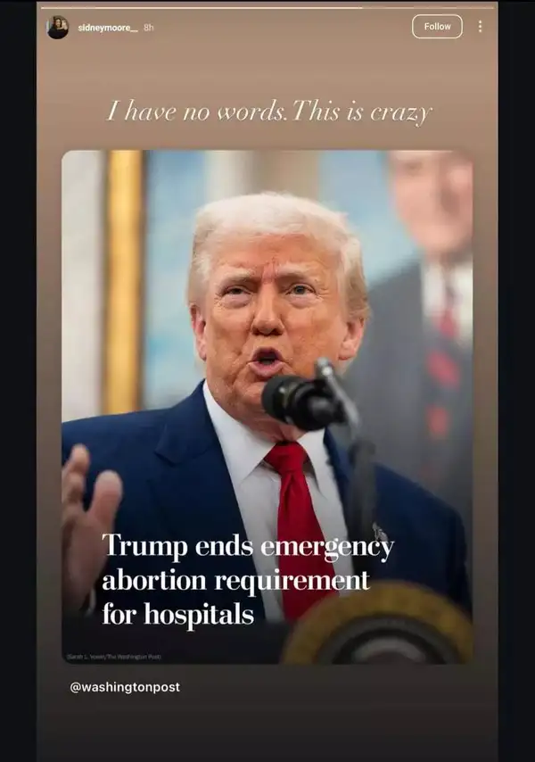 Sidney Moore's IG story Sidney Moore's IG story