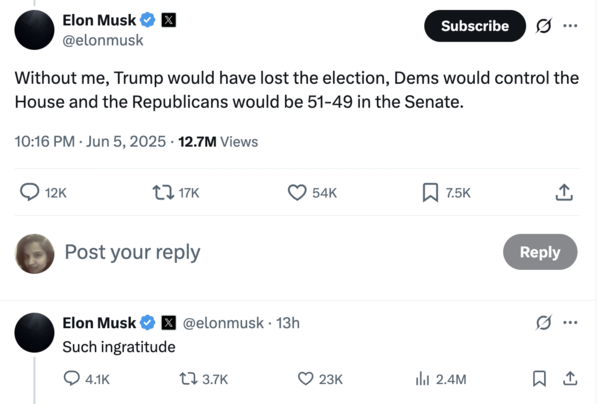 Elon Musk's post