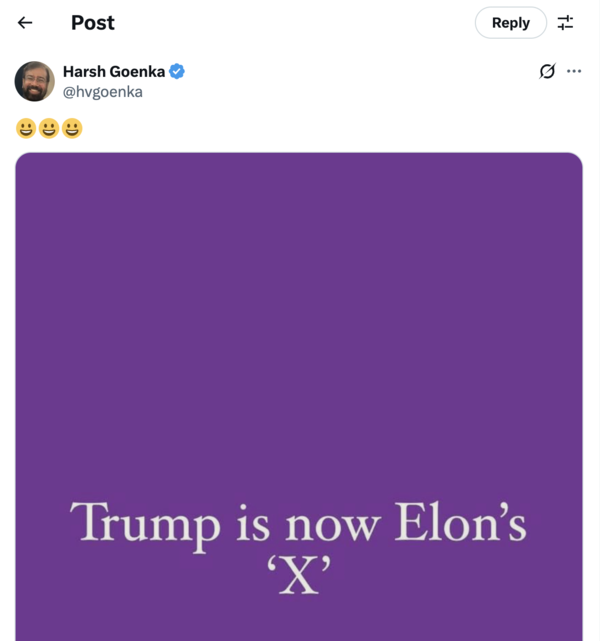 Harsh Goenka’s ‘funny’ take on Elon Musk-Donald Trump feud