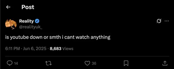 YouTube Down X Post 3
